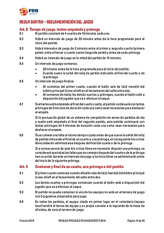 Impresión oficial del reglamento en español