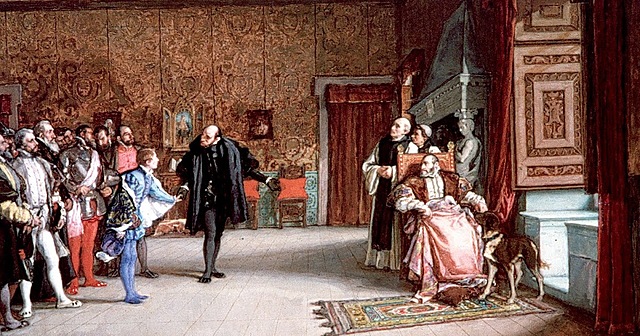 Carlos I abdica en su hijo Felipe y en su hermano Fernando. Se retira al monasterio de Yuste.