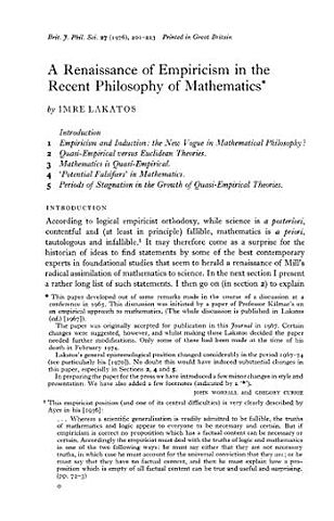 "A Renaissance of Empiricism in the Recent Philosophy of Mathematics?"