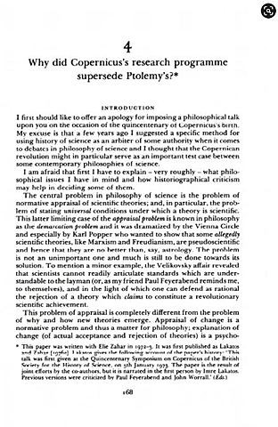 "Why Did Copernicus’s Research Programme Supersede Ptolemy’s?"