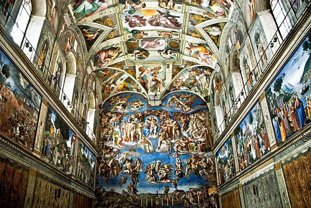 Michelangelo painted the ceiling of the Sistine Chapel.