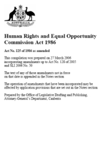 Human Rights and Equal Opportunity Commission Act 1986
