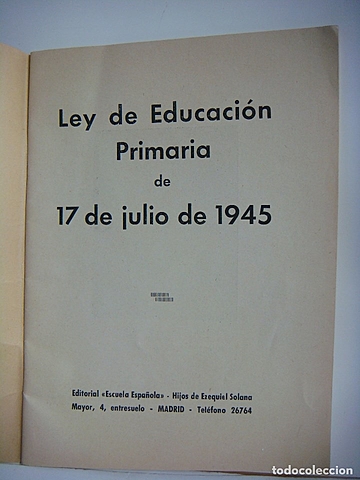 Ley de 17 de julio de 1945 sobre enseñanza primaria
