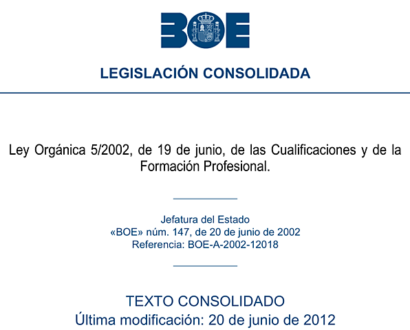 Ley de las Cualificaciones y la Formación Profesional