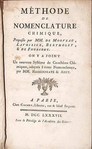 Método nomenclatura química - Lavoisier, Berthollet, Guyton y Fourcroy