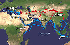 Silk routes emerged connecting trade between the Mediterranean Basin and Asia