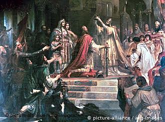 Leo III crowns Charlemagne Holy Roman Emperor