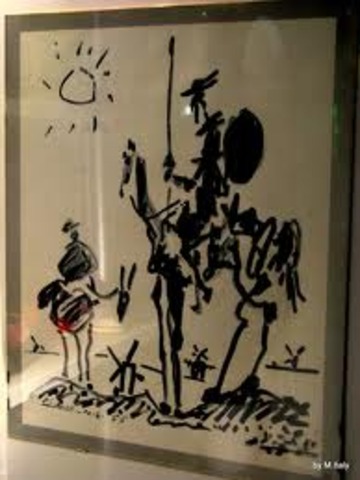 cuando se enfrento con los molinos don quijote y su caballero se acercaron al primer molino"gigante" que este le tumbo la espada y tambien lo tumbo de su caballo