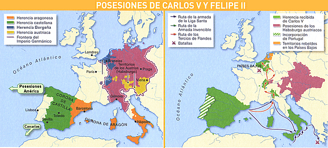 Felipe II coronado rey de España y sus posesiones Europeas y de Ultramar,