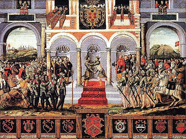 Guerra hispano-francesa, con victorias de España. Paz de Cateau-Cambrésis