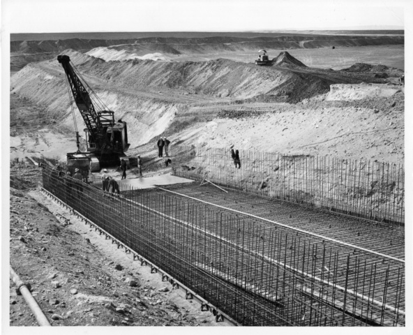 View of the first concrete pour to the chute section of the Winchester Wasteway