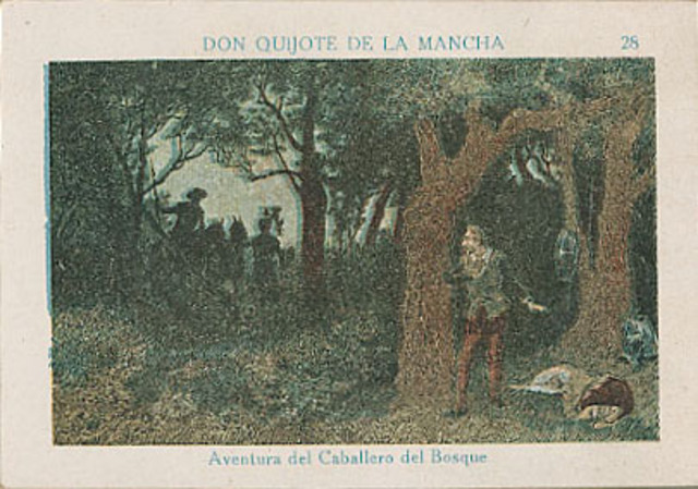 Don Quijote lucha en el bosque