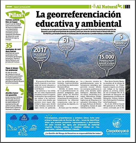 Publicación en medios de comunicación del proyecto de georreferenciación educativa
