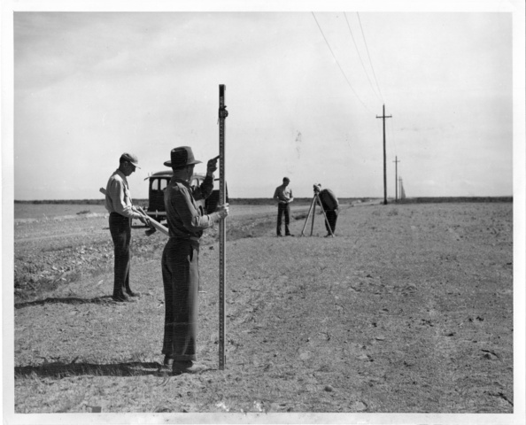 Bureau of Reclamation surveyors help Gillum family to lay out farm ditches