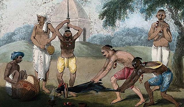 En India se usaron los sacrificios para creación de la alta y ascética cocina budista.