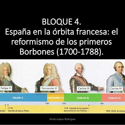 Timeline: Eje cronológico Bloque 4: España en la órbita de Francia. Los Borbones y la política de reformas
