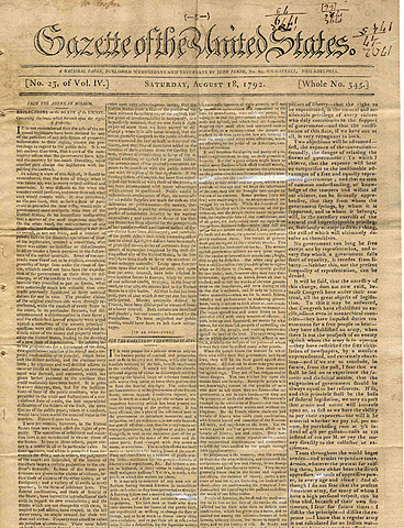 Federalist paper Gazette of the United States published​