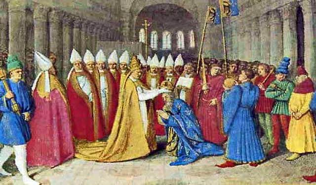 Pipino el Breve es coronado por el papa (año 754 d.c.)