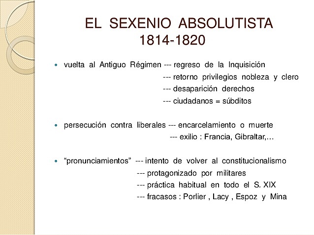 Primera restauración. Sexenio absolutista.