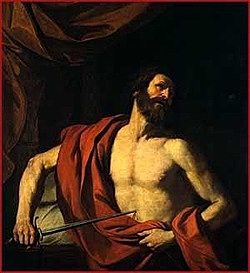 Cato  se mortem consciscit in Utica