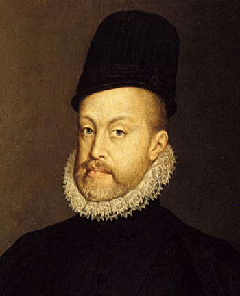 Felipe II coronado rey de España y sus posesiones Europeas y de Ultramar,