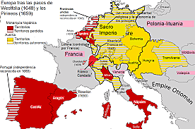 Se firma el Tratado de Westfalia, independencia de las Provincias Unidas de los Países Bajos. España conserva Flandes