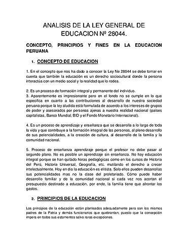 2003 Perú Ley General de Educación