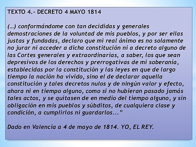 El Real Decreto de 4 de mayo de 1814