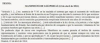 Fernando VII vuelve a España. Manifiesto de los persas.