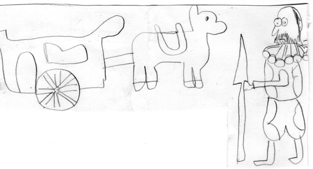 Don Quijote ataca un carruaje.