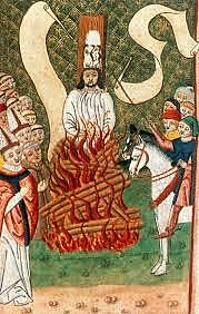 Jan Hus es quemado en la hoguera.