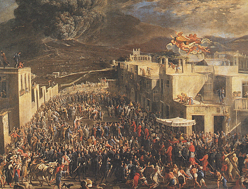 La erupción del volcán Vesubio sepulta a Pompeya y Herculano.
