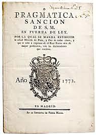 Publicación de la Pragmática Sanción de 1789.