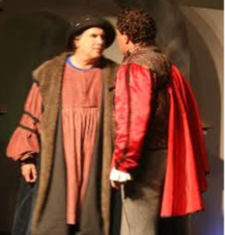 Tybalt tells Capulet Romeo is at the Feast