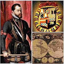 Felipe II coronado rey de España y sus posesiones Europeas y de Ultramar