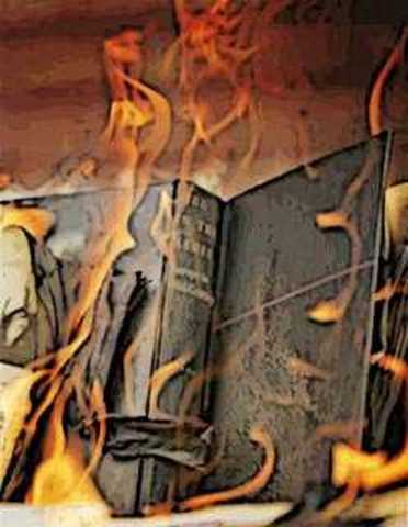 El barbero y el cura queman los libros de caballeria