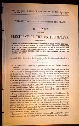 President McKinley addresses Congress on Cuba