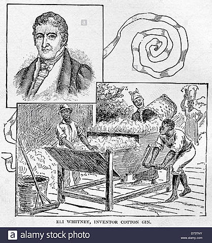 Cotton Gin and Interchangeable Parts Invented by Eli Whitney (1794)