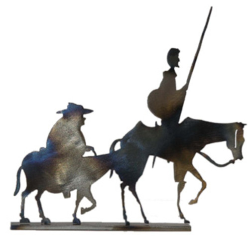 Don quijote y Sancho panza comiendo.