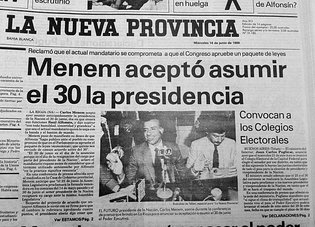 asume Carlos Saúl Menem.