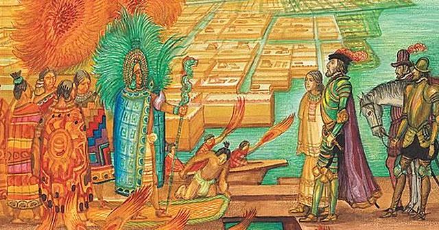 ENCUENTRO DE MOCTEZUMA Y CORTES