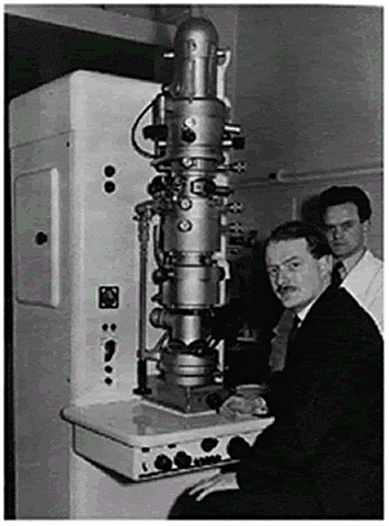 Ernst Ruska y Max Knoll inventan el microscopio electrónico, que utiliza electrones en lugar de luz visible (fotones) para obtener imágenes de objetos pequeñísimos.