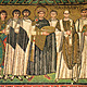 Mosaico   l'imperatore giustiniano col seguito   basilica di san vitale (547)
