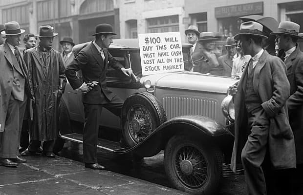 Stockmarket Crash of 1929 marks the beginning of the Great Depression