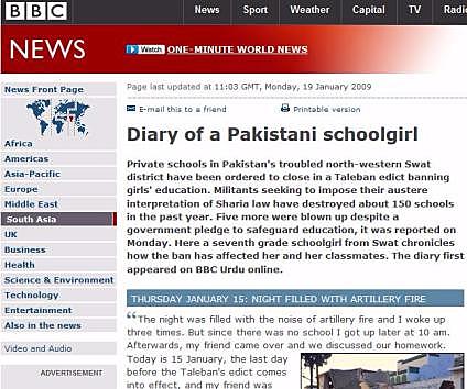 A blog was written by Malala