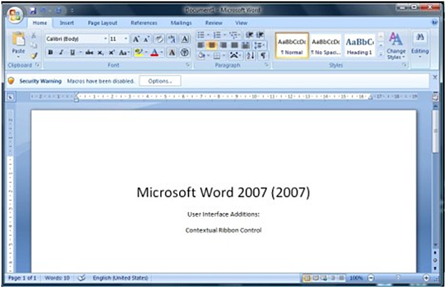2006 - 2007: Word 2007