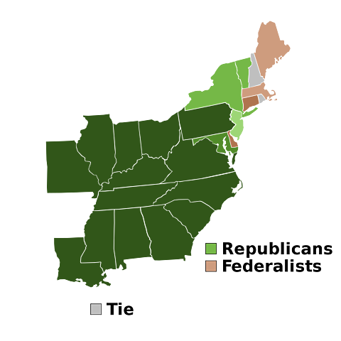 First Two-Party System Created (Dem-Rep vs Federalist)