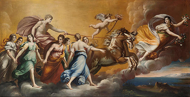 El Carro de Apolo, rodeado de las Musas y precedido por la aurora (Guido Reni)