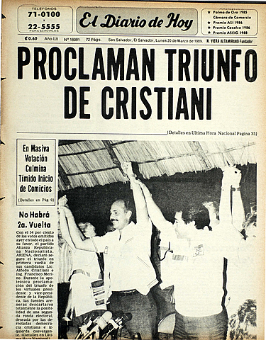 ARENA obtiene el triunfo en las elecciones presidenciales