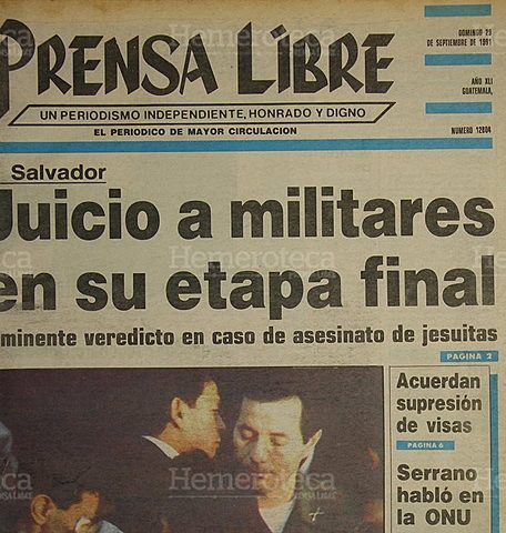 Presidente Cristiani da a conocer los nombres de nueve militares involucrados en la masacre